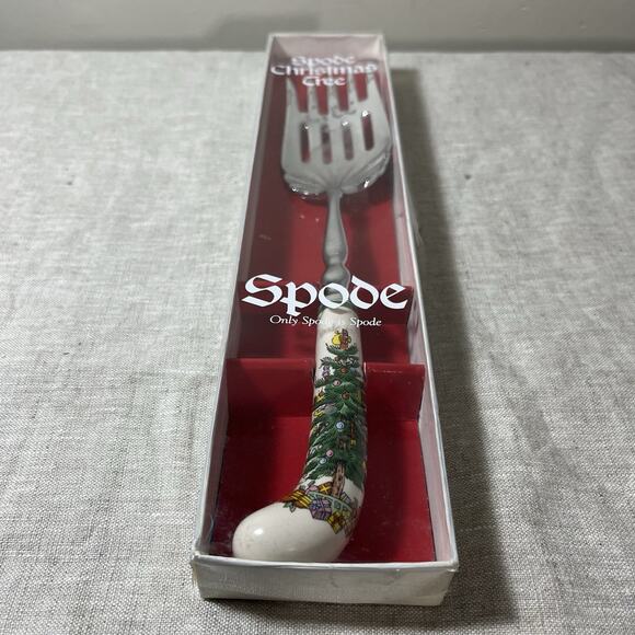 Spode Christmas Tree Handled Meat Fork In Box EUC Vintage - Picture 5 of 6